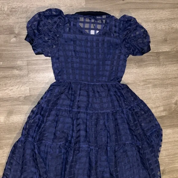 English factory Organza short sleeve button front midi dress - Picture 9 of 11